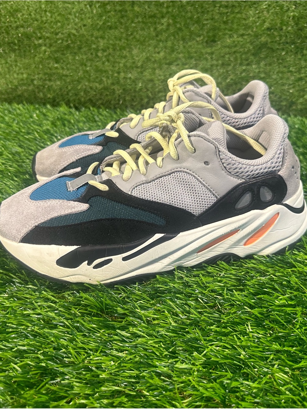 Adidas Yeezy Boost 700 Gray Black Teal with Orange Accents - Picture 2 of 5
